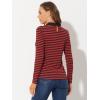 imageAllegra K Womens Contrast Collar Long Sleeves Peter Pan Collar Halloween Striped Blouse TopRed Black