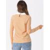 imageAllegra K Womens Contrast Collar Long Sleeves Peter Pan Collar Halloween Striped Blouse TopYellow Pink