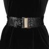imageAllegra K Womens Elastic Waist Belt Sequins Decor Metal Interlock Buckles Belts for DressesBlack