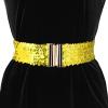 imageAllegra K Womens Elastic Waist Belt Sequins Decor Metal Interlock Buckles Belts for DressesGold