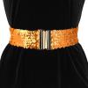imageAllegra K Womens Elastic Waist Belt Sequins Decor Metal Interlock Buckles Belts for DressesOrange
