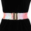 imageAllegra K Womens Elastic Waist Belt Sequins Decor Metal Interlock Buckles Belts for DressesPink