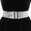 imageAllegra K Womens Elastic Waist Belt Sequins Decor Metal Interlock Buckles Belts for DressesSilver