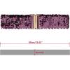 imageAllegra K Womens Elastic Waist Belts Interlock Buckles Sequins Decor Stretchy Wide Belts 2PCSDark Purple