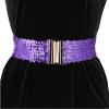 imageAllegra K Womens Elastic Waist Belts Interlock Buckles Sequins Decor Stretchy Wide Belts 2PCSLight Purple