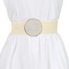 imageAllegra K Womens Elastic Wide Waist Belts Braided Belts for Dress Hook BuckleWhite