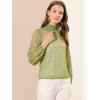 imageAllegra K Womens Floral Lace Top Turtleneck Puff Long Sleeve See Through Sheer BlousePea Green