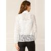 imageAllegra K Womens Floral Lace Top Turtleneck Puff Long Sleeve See Through Sheer BlouseWhite