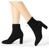 imageAllegra K Womens Front Zipper Chunky High Heel Ankle BootsBlack