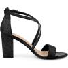 imageAllegra K Womens Glitter Crisscross Strap Block Heels SandalsBlack