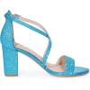 imageAllegra K Womens Glitter Crisscross Strap Block Heels SandalsLake Blue
