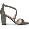 imageAllegra K Womens Glitter Crisscross Strap Block Heels SandalsPewter