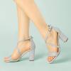 imageAllegra K Womens Glitter Crisscross Strap Block Heels SandalsSilver