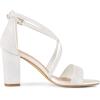 imageAllegra K Womens Glitter Crisscross Strap Block Heels SandalsWhite