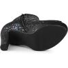 imageAllegra K Womens Glitter Platform Chunky Heeled Open Toe Heel Ankle BootsBlack