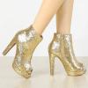 imageAllegra K Womens Glitter Platform Chunky Heeled Open Toe Heel Ankle BootsGold