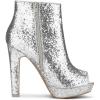 imageAllegra K Womens Glitter Platform Chunky Heeled Open Toe Heel Ankle BootsSilver