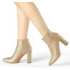 imageAllegra K Womens Glitter Pointed Toe Chunky Heel Ankle BootsGold