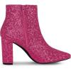imageAllegra K Womens Glitter Pointed Toe Chunky Heel Ankle BootsHot Pink