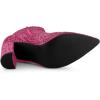 imageAllegra K Womens Glitter Pointed Toe Chunky Heel Ankle BootsHot Pink