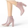 imageAllegra K Womens Glitter Pointed Toe Chunky Heel Ankle BootsPink