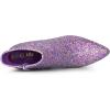 imageAllegra K Womens Glitter Pointed Toe Chunky Heel Ankle BootsPurple