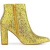 imageAllegra K Womens Glitter Pointed Toe Chunky Heel Ankle BootsYellow Gold