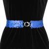 imageAllegra K Womens Glitter Skinny Stretchy Waist Belts Sequins Decor Elastic Belts for DressesRoyal Blue