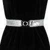 imageAllegra K Womens Glitter Skinny Stretchy Waist Belts Sequins Decor Elastic Belts for DressesSilver Side Silver