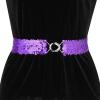imageAllegra K Womens Glitter Skinny Stretchy Waist Belts Sequins Decor Slim Elastic Belts 2PCSPurple