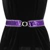 imageAllegra K Womens Glitter Skinny Stretchy Waist Belts Sequins Decor Slim Elastic Belts 2PCSSilver Side Purple