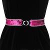 imageAllegra K Womens Glitter Skinny Stretchy Waist Belts Sequins Decor Slim Elastic Belts 2PCSSilver Side Rose Red