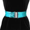 imageAllegra K Womens Glitter Stretchy Waist Belts Interlock Buckles Sequins Decor Wide Elastic Belts 2PCSBlue