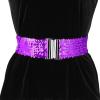 imageAllegra K Womens Glitter Stretchy Waist Belts Interlock Buckles Sequins Decor Wide Elastic Belts 2PCSLight Purple