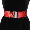 imageAllegra K Womens Glitter Stretchy Waist Belts Interlock Buckles Sequins Decor Wide Elastic Belts 2PCSRed