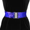 imageAllegra K Womens Glitter Stretchy Waist Belts Interlock Buckles Sequins Decor Wide Elastic Belts 2PCSRoyal Blue