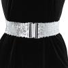 imageAllegra K Womens Glitter Stretchy Waist Belts Interlock Buckles Sequins Decor Wide Elastic Belts 2PCSSilver