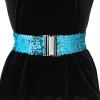 imageAllegra K Womens Glitter Wide Waist Belts Interlock Buckles Sequins Decor Stretchy Belts 2PCSBlue