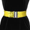 imageAllegra K Womens Glitter Wide Waist Belts Interlock Buckles Sequins Decor Stretchy Belts 2PCSGold