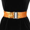 imageAllegra K Womens Glitter Wide Waist Belts Interlock Buckles Sequins Decor Stretchy Belts 2PCSOrange