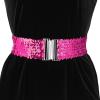 imageAllegra K Womens Glitter Wide Waist Belts Interlock Buckles Sequins Decor Stretchy Belts 2PCSRose Red