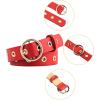 imageAllegra K Womens Grommet Belt Faux Leather Single Pin Buckle Punk Belts for Jeans PantsBlack  Red