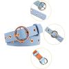 imageAllegra K Womens Grommet Belt Faux Leather Single Pin Buckle Punk Belts for Jeans PantsBlack  Sky Blue