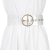 imageAllegra K Womens Grommet Clear Wide Waist Belts for Dresses Transparent Belts Pin BuckleGold Round Buckle