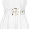 imageAllegra K Womens Grommet Clear Wide Waist Belts for Dresses Transparent Belts Pin BuckleGold Square Buckle