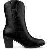 imageAllegra K Womens Mid Calf Memory Round Toe Block Heel Western BootsBlack