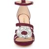 imageAllegra K Womens Open Toe Crystal Rhinestone Buckle Chunky Heel SandalBurgundy