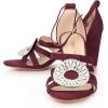 imageAllegra K Womens Open Toe Crystal Rhinestone Buckle Chunky Heel SandalBurgundy