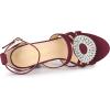 imageAllegra K Womens Open Toe Crystal Rhinestone Buckle Chunky Heel SandalBurgundy