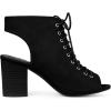 imageAllegra K Womens Peep Toe Chunky Heel Lace Up Slingback Dressy BootiesBlack